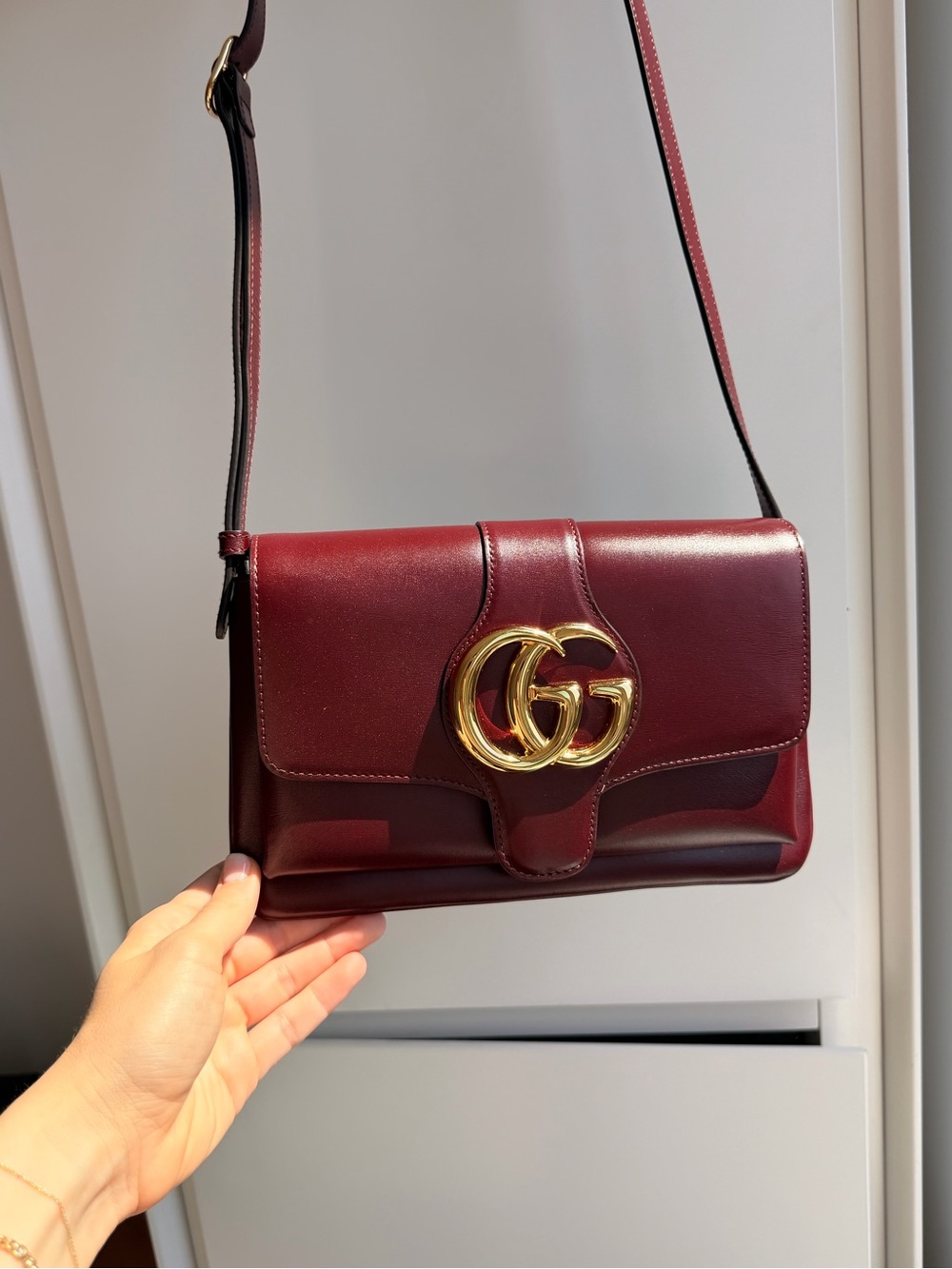 Gucci Crossbody Bag in Deep Burgundy with Gold GG